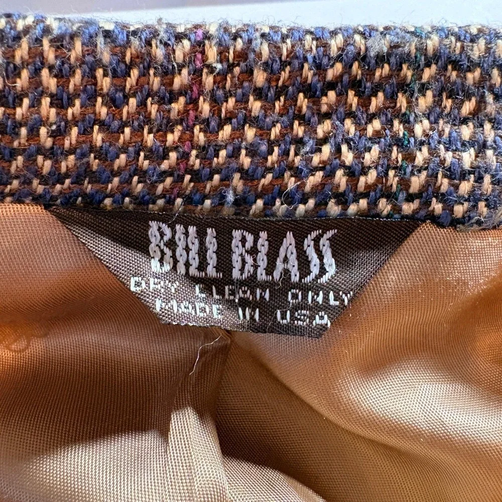 Bill Blass Mens Blazer Sport Coat 40R Blue Tan Micro Pattern Wool Blend USA